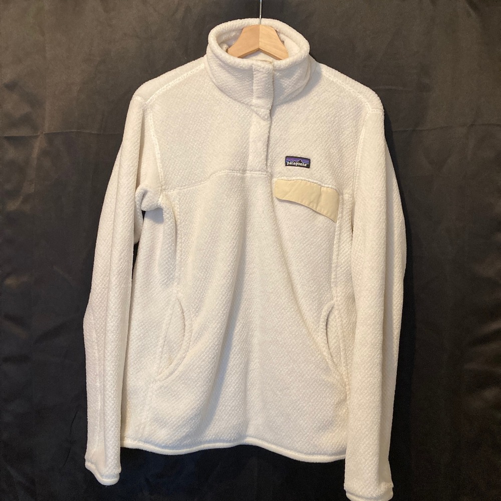Patagonia Re-Tool Snap-T Fleece Pullover White Large Sherpa Sweater